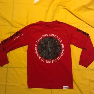 Long sleeved red Diamond Supply Co shirt